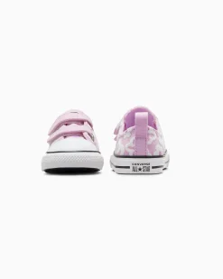 CONVERSE - Scarpa rosa in tela da bambino con dettagli floreali in rilievo, numerata 21/26 - CHUCK TAYLOR ALLA STAR OX