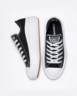 CONVERSE - Sneakers da donna nera e bianca in tessuto con suola alta - CHUCK TAYLOR ALL STAR MOVE