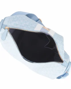 CORTINA POLO STYLE - Bauletto due manici bianco/blu loggato con tre scomparti principali, tracolla removibile