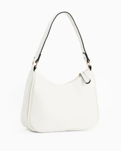 CORTINA POLO STYLE - Borsa a spalla bianca con dettaglio borchie, tracolla removibile