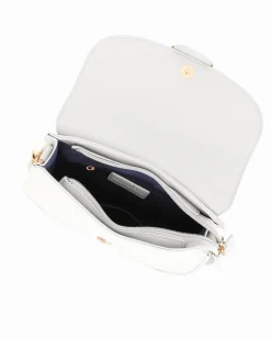 CORTINA POLO STYLE - Borsa a spalla bianca con doppia fibbia sulla patta, tracolla removibile