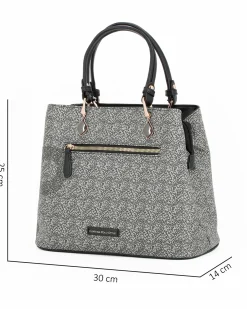 CORTINA POLO STYLE - Borsa due manici nera con tasca frontale e stampa logo, tracolla removibile