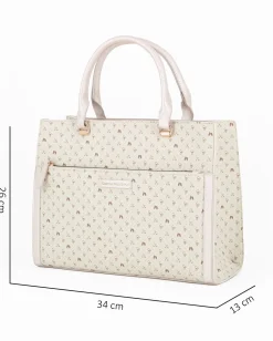 CORTINA POLO STYLE - Borsa due manici burro loggata con tasca frontale, tracolla removibile