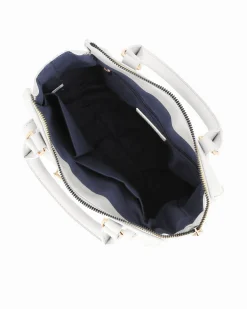 CORTINA POLO STYLE - Borsa due manici bianca con tasca frontale con doppia fibbia sulla patta, tracolla removibile