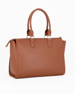 CORTINA POLO STYLE - Borsa due manici cuoio con tasca frontale con doppia fibbia sulla patta, tracolla removibile