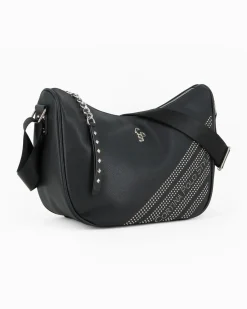 CORTINA POLO STYLE - Borsa mezzaluna nera con borchie