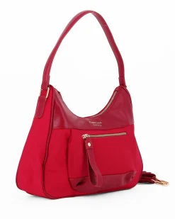 CORTINA POLO STYLE - Borsa mezzaluna un manico rubino con tasca frontale e tracolla removibile