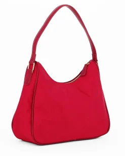 CORTINA POLO STYLE - Borsa mezzaluna un manico rubino con tasca frontale e tracolla removibile