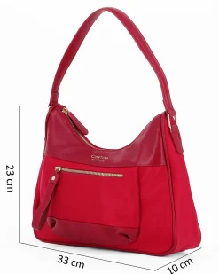 CORTINA POLO STYLE - Borsa mezzaluna un manico rubino con tasca frontale e tracolla removibile