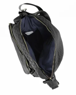 CORTINA POLO STYLE - Borsa nera loggata con tasche laterali arricciate e tasca frontale con chiusura a zip
