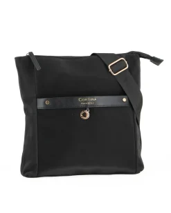 CORTINA POLO STYLE - Borsa nera con tracolla regolabile e tasca frontale