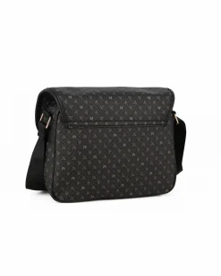 CORTINA POLO STYLE - Borsa nera loggata con tracolla e patta