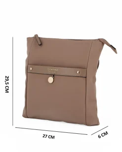 CORTINA POLO STYLE - Borsa nocciola con tracolla regolabile e tasca frontale