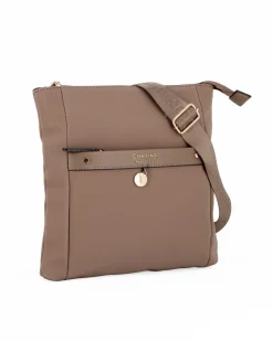 CORTINA POLO STYLE - Borsa nocciola con tracolla regolabile e tasca frontale