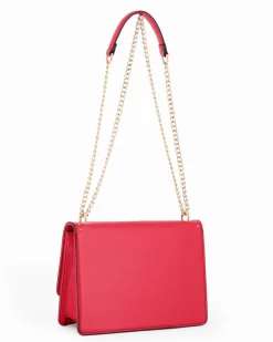 CORTINA POLO STYLE - Borsa rossa tracolla catena con borchiette sulla patta