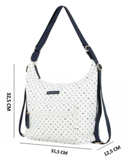 CORTINA POLO STYLE - Borsa sacca/zaino bianco loggato con tasca frontale