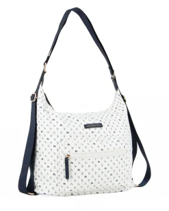 CORTINA POLO STYLE - Borsa sacca/zaino bianco loggato con tasca frontale