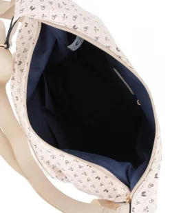 CORTINA POLO STYLE - Borsa sacca/zaino taupe loggato con tasca frontale