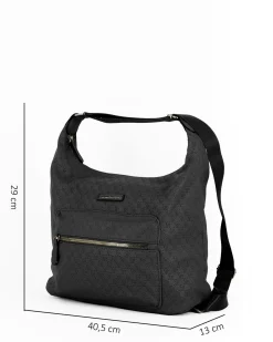 CORTINA POLO STYLE - Borsa sacca nera loggata con tasca frontale