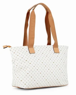 CORTINA POLO STYLE - Borsa shopping beige loggata con doppia tasca frontale