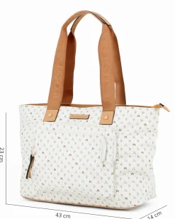CORTINA POLO STYLE - Borsa shopping beige loggata con doppia tasca frontale