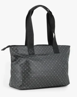 CORTINA POLO STYLE - Borsa shopping nera loggata con doppia tasca frontale