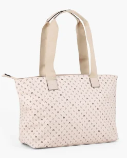 CORTINA POLO STYLE - Borsa shopping taupe loggata con doppia tasca frontale