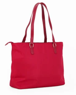 CORTINA POLO STYLE - Borsa shopping rubino con tasca frontale e tracolla removibile
