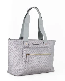 CORTINA POLO STYLE - Borsa shopping piombo loggata con tasca frontale