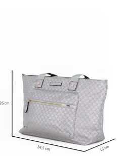 CORTINA POLO STYLE - Borsa shopping piombo loggata con tasca frontale