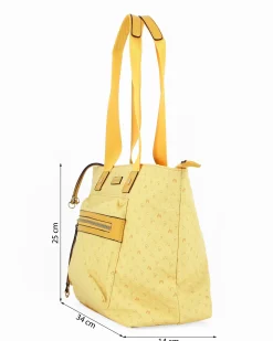 CORTINA POLO STYLE - Borsa shopping gialla loggata con zip frontale
