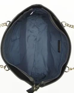 CORTINA POLO STYLE - Borsa shopping nera loggata con manici a catena