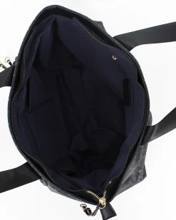 CORTINA POLO STYLE - Borsa shopping nera loggata con zip frontale