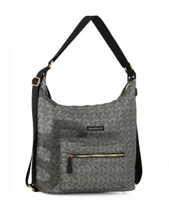 CORTINA POLO STYLE - Borsa/zaino nera con tasca frontale e stampa logo