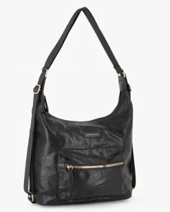 CORTINA POLO STYLE - Borsa/zaino nera con tasca frontale e stampa logo