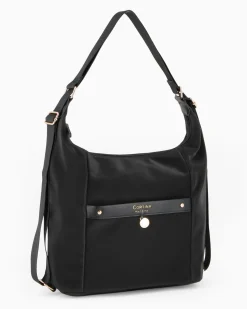 CORTINA POLO STYLE - Borsa/Zaino nera con tasca frontale e dettaglio logo pendente
