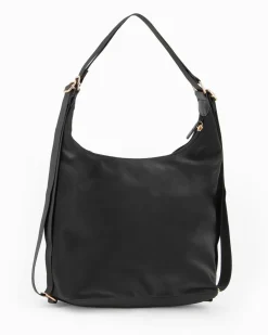 CORTINA POLO STYLE - Borsa/Zaino nera con tasca frontale e dettaglio logo pendente