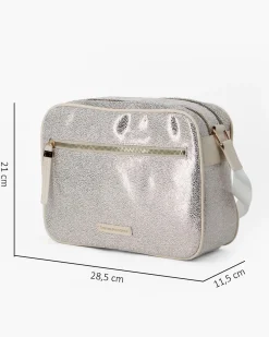 CORTINA POLO STYLE - Tracolla argento con doppio scomparto e tasca frontale