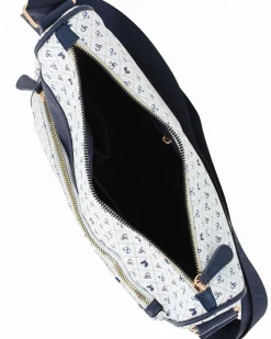 CORTINA POLO STYLE - Tracolla bianca/blu loggata con tasca frontale con zip diagonale
