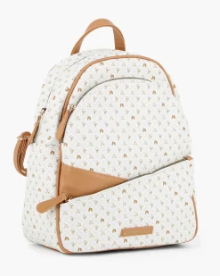 CORTINA POLO STYLE - Zaino bianco/cuoio loggato con doppia tasca frontale