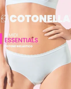 COTONELLA - TRIS SLIP MIDI ESSENTIAL BIANCO - GD293