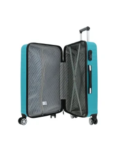 COVERI COLLECTION - TROLLEY ABS TURCHESE CON QUATTRO RUOTE DOPPIE E RIGHE ORIZZONTALI
