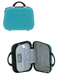 COVERI COLLECTION - TROLLEY ABS TURCHESE CON QUATTRO RUOTE DOPPIE E RIGHE ORIZZONTALI