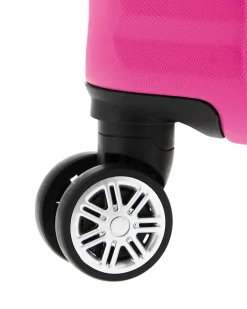 COVERI COLLECTION - TROLLEY ABS FUXIA CON QUATTRO RUOTE DOPPIE E RIGHE ORIZZONTALI