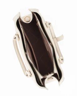 DAVID JONES - Borsa a due manici crema con tre scomparti principali e tracolla removibile