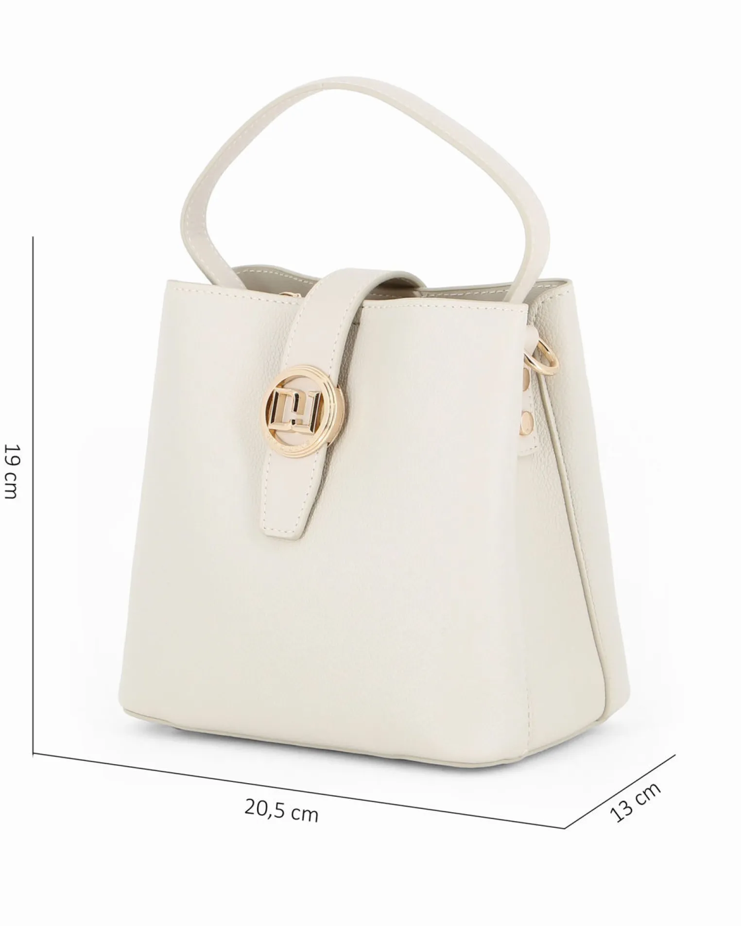 DAVID JONES - Borsa a mano beige con pattina e tre scomparti principali, tracolla removibile