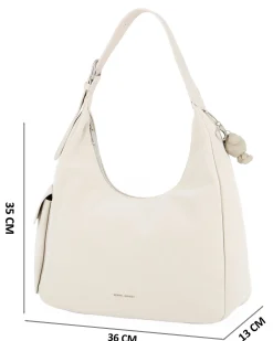DAVID JONES - Borsa hobo a spalla bianco mandorla con tasca laterale
