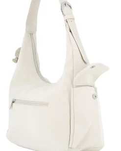 DAVID JONES - Borsa hobo a spalla bianco mandorla con tasca laterale