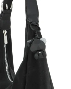 DAVID JONES - Borsa hobo a spalla nera con tasca laterale