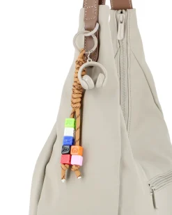 DAVID JONES - Borsa hobo bag grigio chiaro con charm